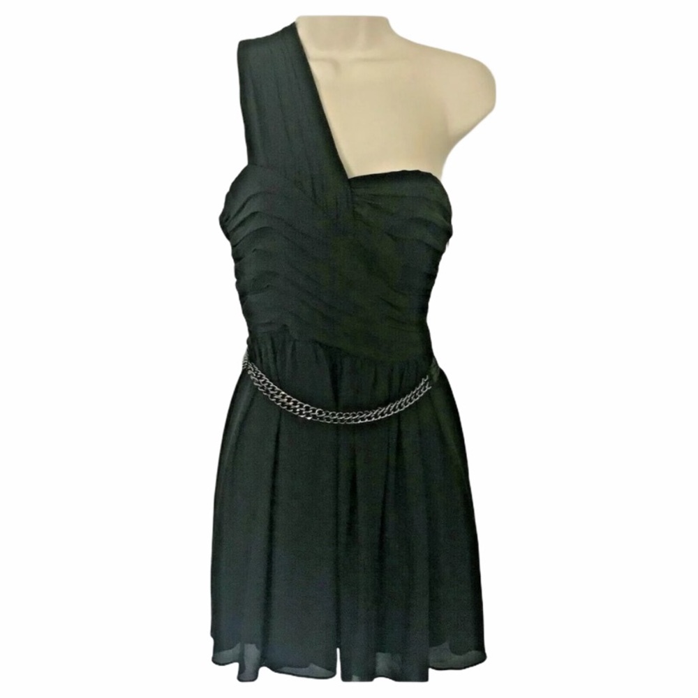 Express Junior Girls Solid Black Flowy Party Dress - image 1